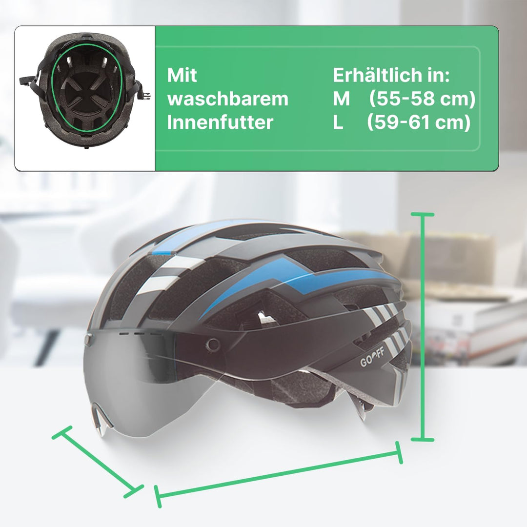 GOOFF Blitz MTB- und Fahrradhelm in Schwarz - Sportlicher Helm mit ultraleichter Bauweise - Fahrradh