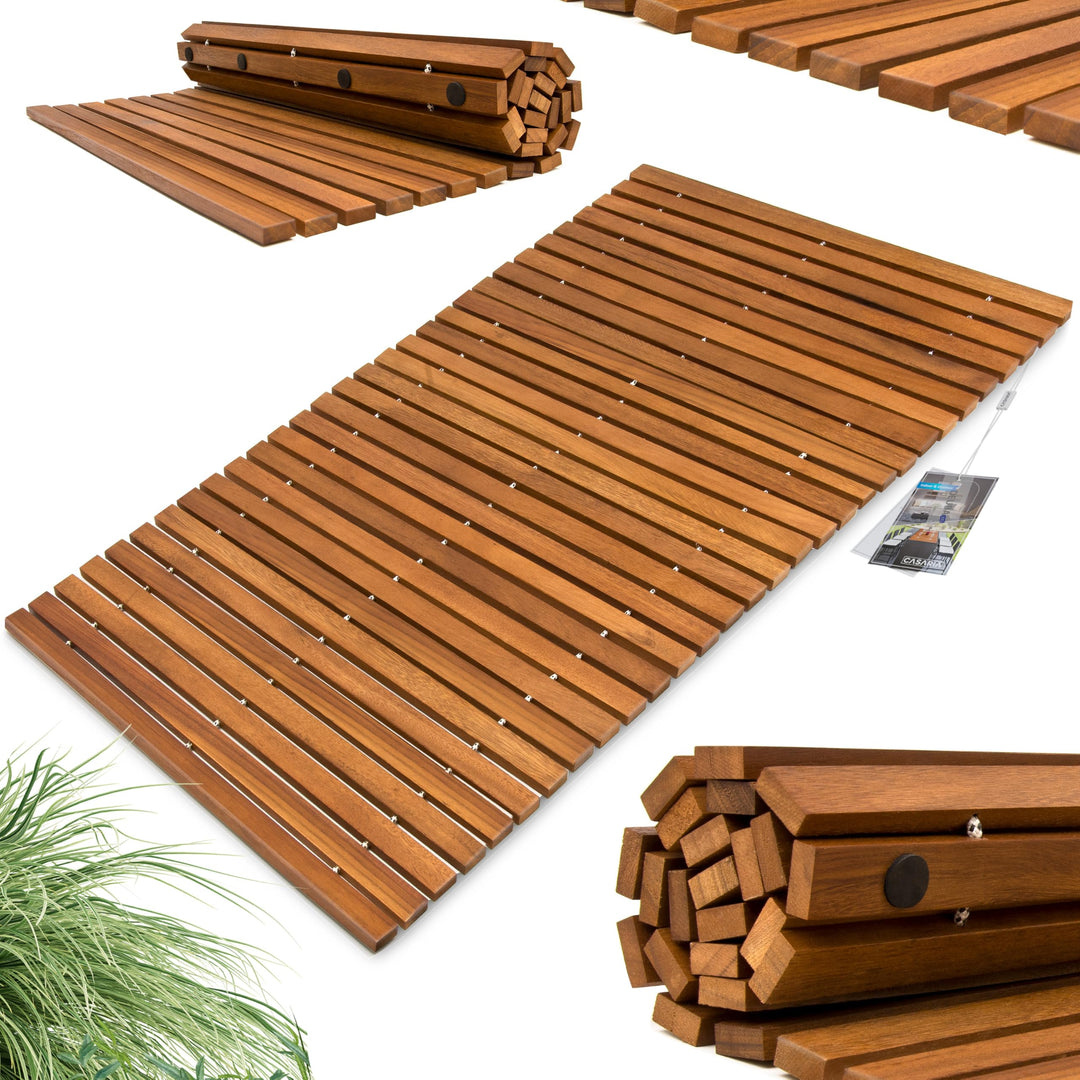 Deuba® Badematte Holz FSC®-zertifiziertes Akazienholz rutschfest Badvorleger Duschmatte Holzduschmat