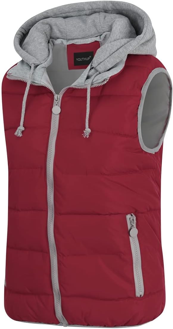 YOUTHUP West Damen Steppweste mit Kapuze Leicht Winterweste Freizeit Outdoor Ärmellos Jacke Gilet Bo