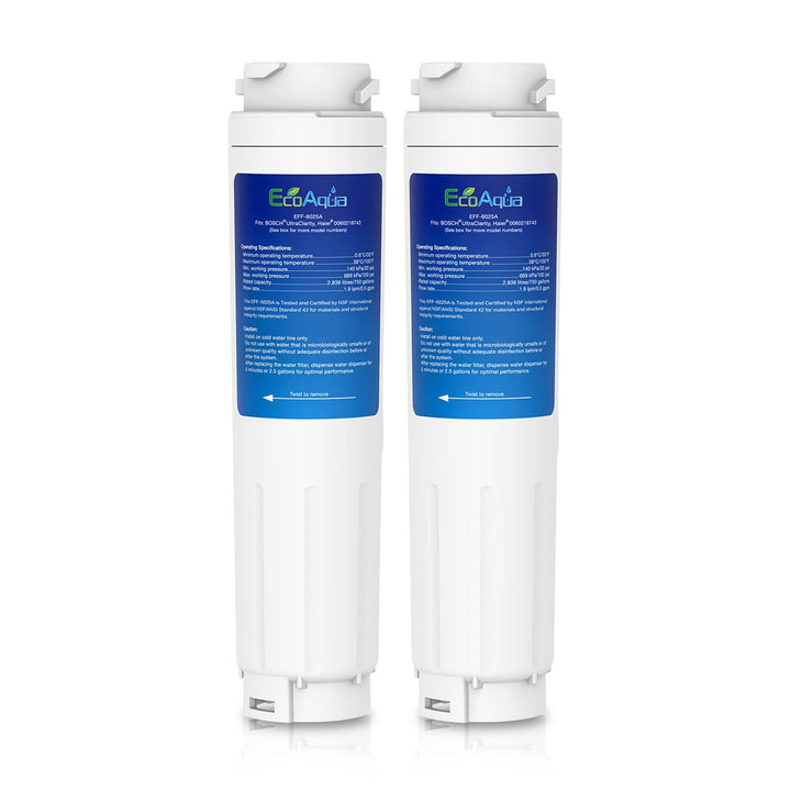 EcoAqua EFF-6025A Kühlschrank Wasserfilter Kompatibel mit Bosch Ultra Clarity 644845, KAD62A70, KAD6