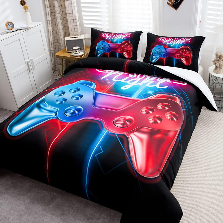 Loussiesd Spielthema Muster Bettwäsche-Set Gamepad Bettbezug für Kinder Jungen Männer Modern Gamer D