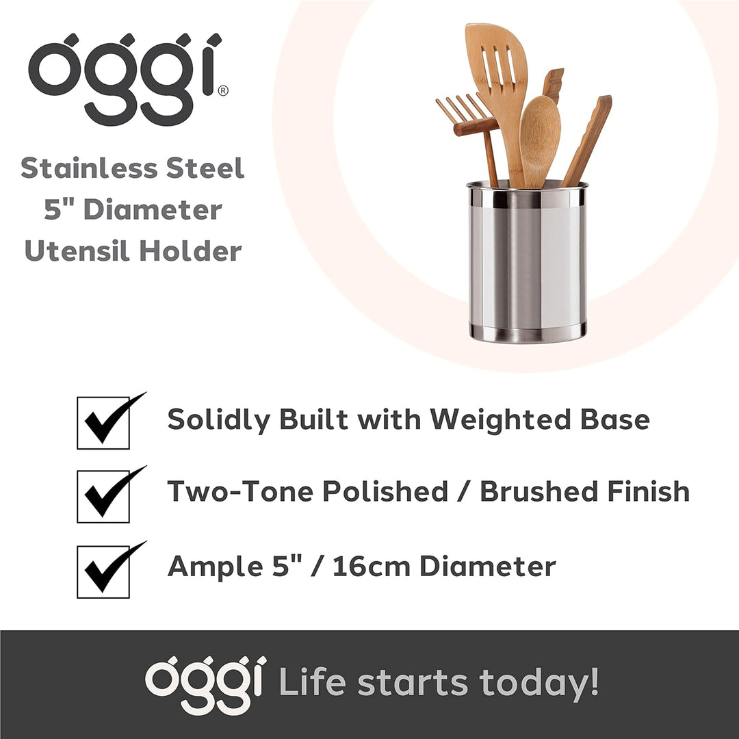 Oggi Steel Utensil Holder Utensilienbehälter, Edelstahl: 12,7 cm, Regular regulär, regulär