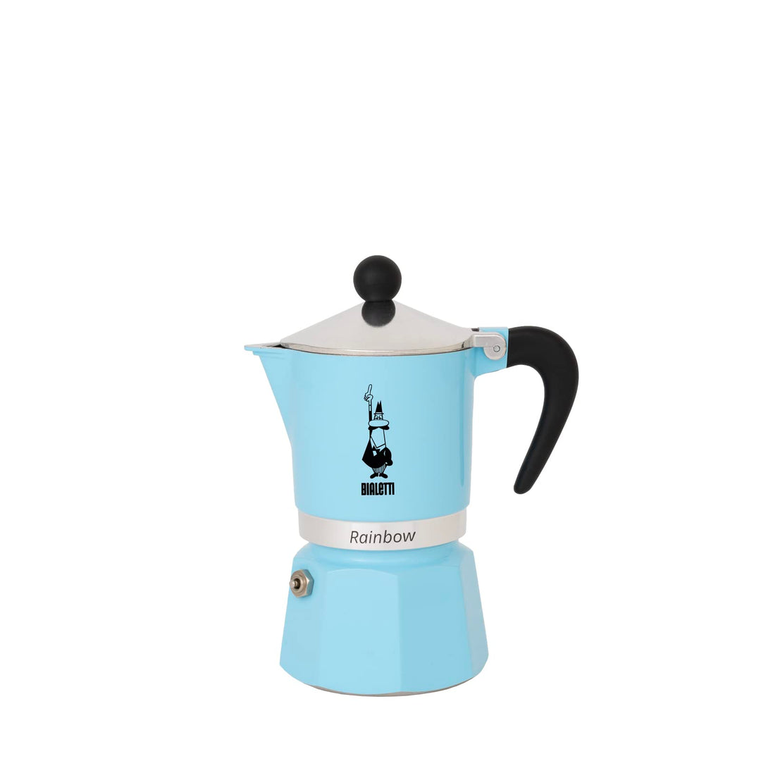 Bialetti 5042 Rainbow Caffettiera Colorata, Alluminio, Azzurro, 3 Tazze, Hellblau Hellblau 3 Tassen