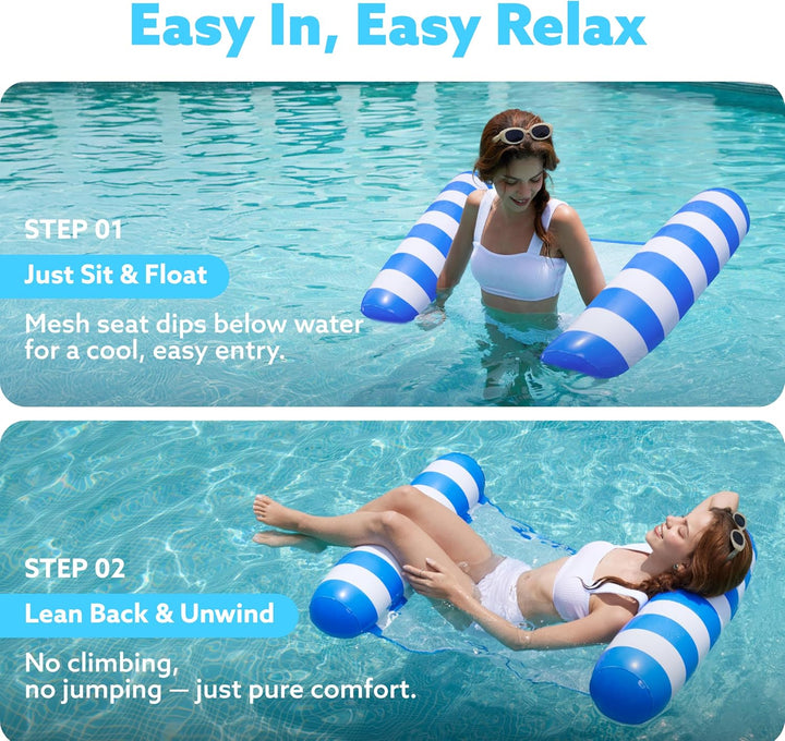Sloosh 2 Packungen Hängematte Pool Floats Erwachsene, 4 in 1 Mehrzweck Aufblasbare Pool Floats PVC W