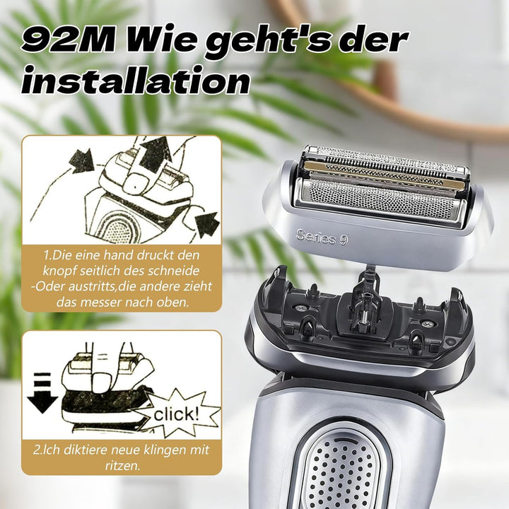 92M Rasierkopf für Braun Series 9 Pro Scherkopf, Kompatibel mit Braun Series 9/9 Pro 9290cc/9291cc/9