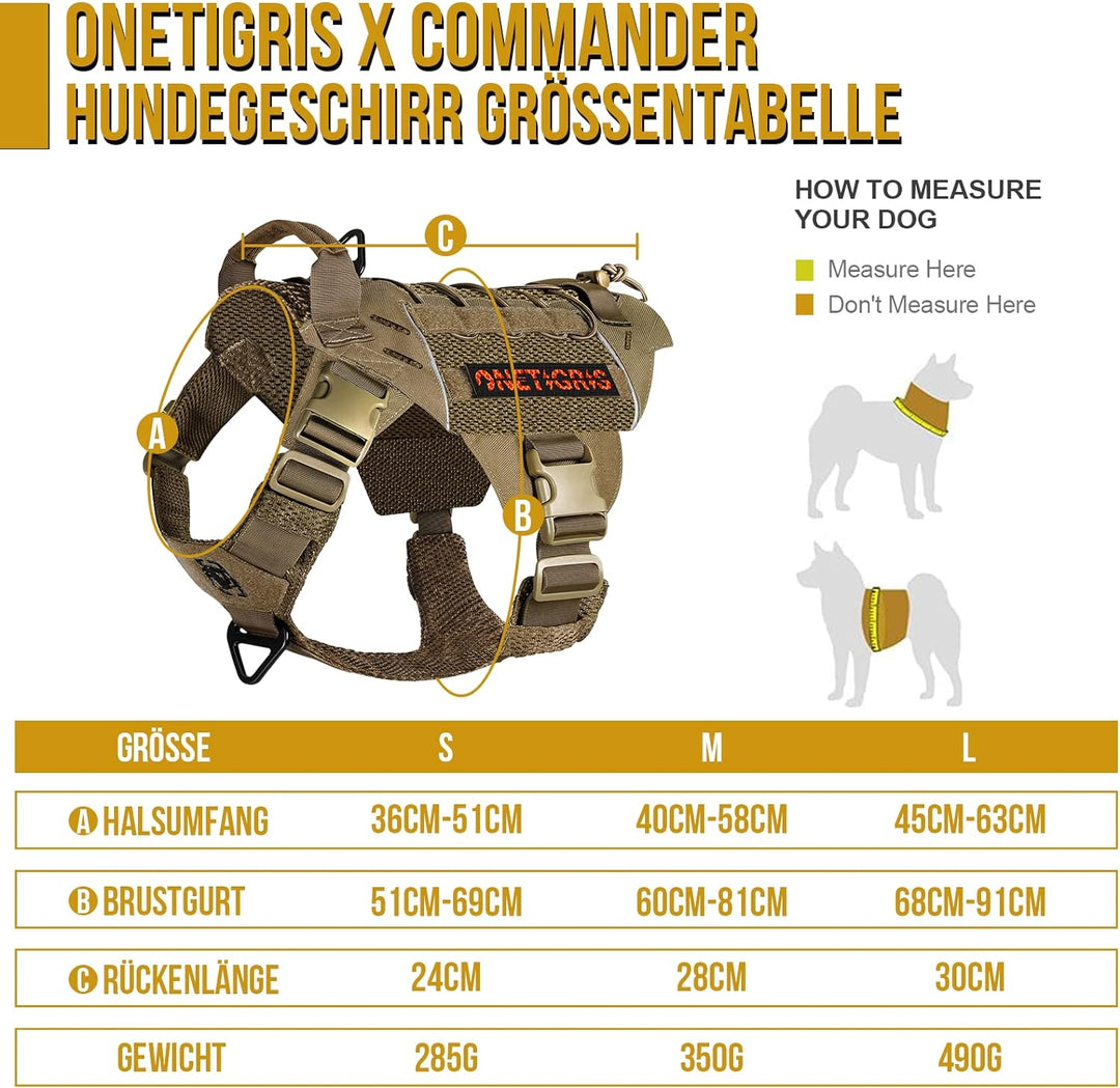 OneTigris X Commander Taktisches Hundegeschirr, Air Mesh Brustgeschirr Hund mit 1 Komfortgriff und 2