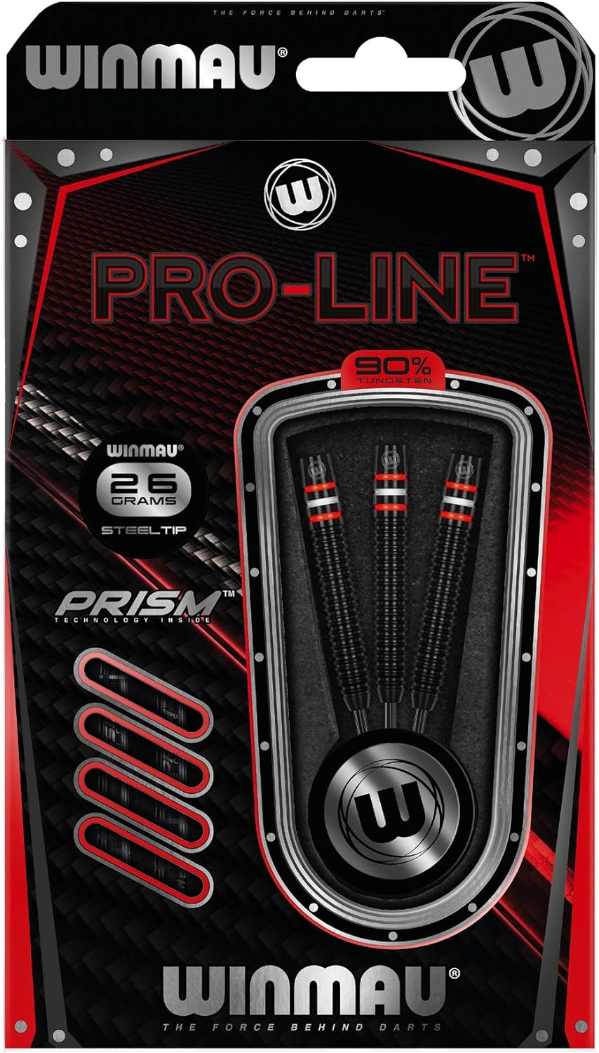 WINMAU Pro-Line Profi Wolfram Steeltip Dartpfeile Set mit Flights und Schäfte 26g Steeltip, 26g Stee