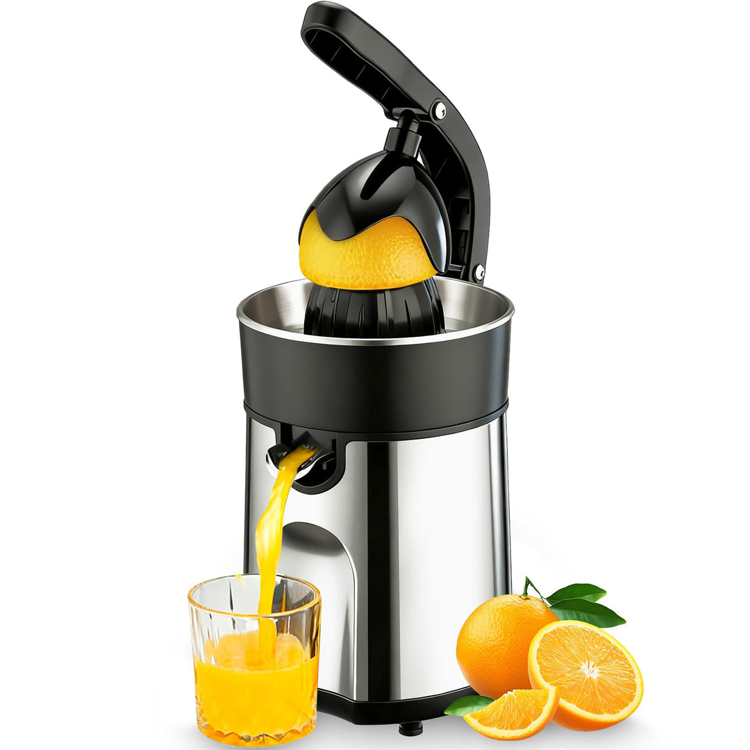 Cozary Zitruspresse Elektrische, Orangenpresse Zitronenpresse inkl 2 Presskegel, Gehäuse und Filter