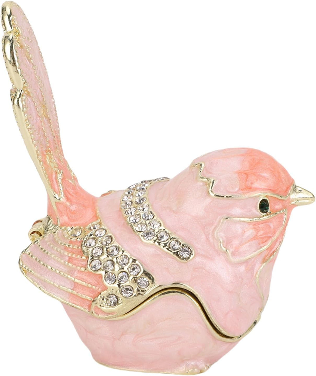 Schmuckkästchen in Vogelform, Handbemalte Emaille-Schmuckaufbewahrungsbox mit Kristallen, Dekorative
