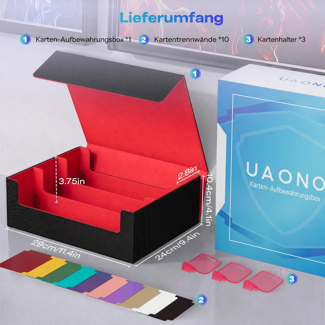 Sammelkarten-Aufbewahrungsboxen für 1800+ Karten, Premium Magnetic Deck Boxen, Leather Deck Case mit