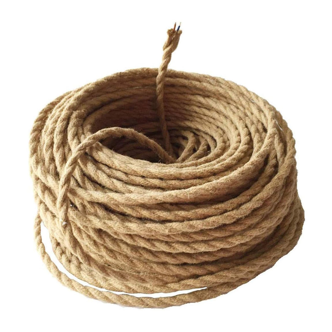 GreenSun Textilkabel 2 adrig - 5 Meter Vintage Lampenkabel Stoff 2 x 0,75 mm² Stromkabel mit Seil Ka