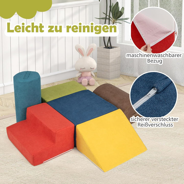COSTWAY 6-TLG. Softbausteine, Schaumstoffbausteine zum Klettern und Krabbeln für Babys & Kleinkinder