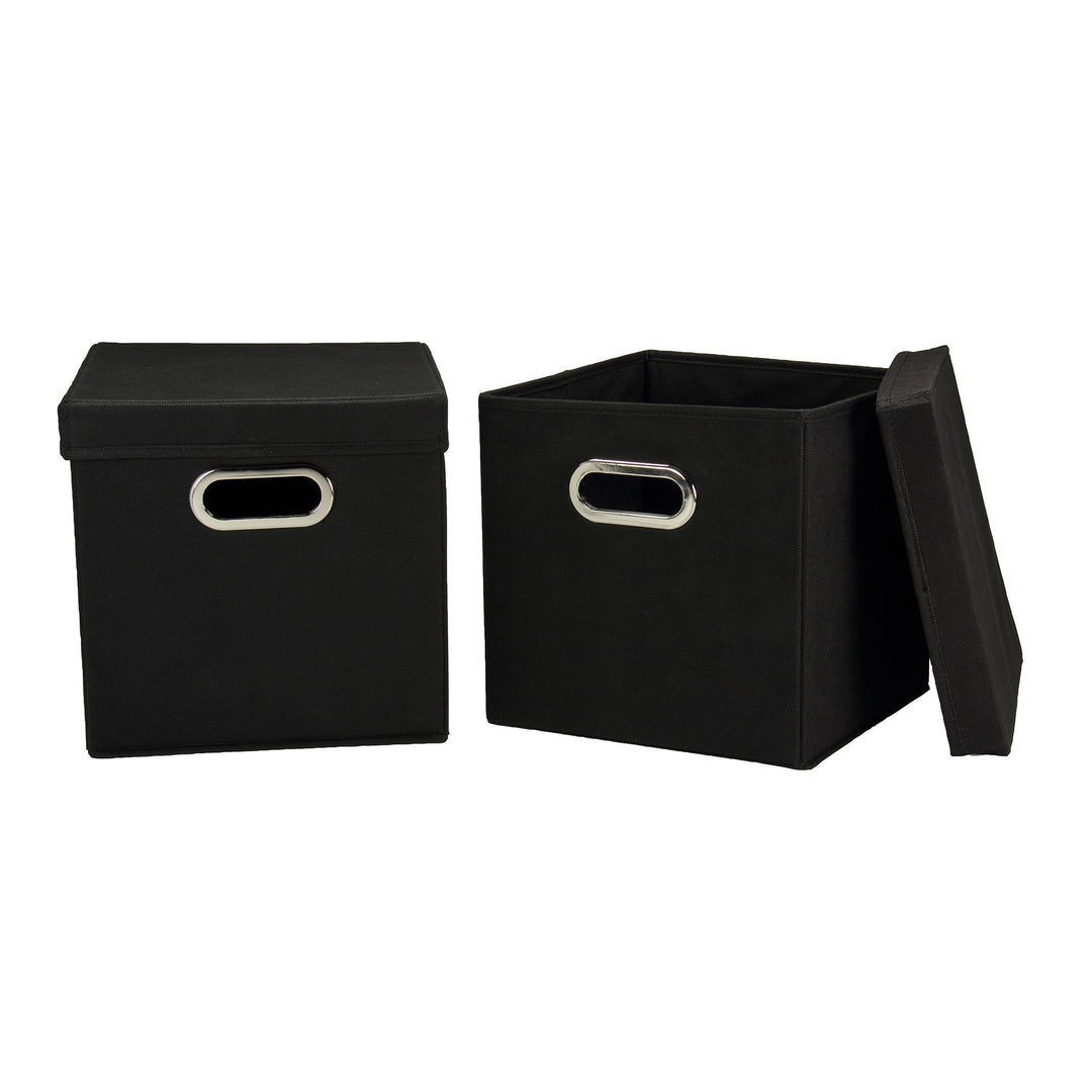 Household Essentials Würfel Set mit Deckel schwarz, 2er Pack Black, Black
