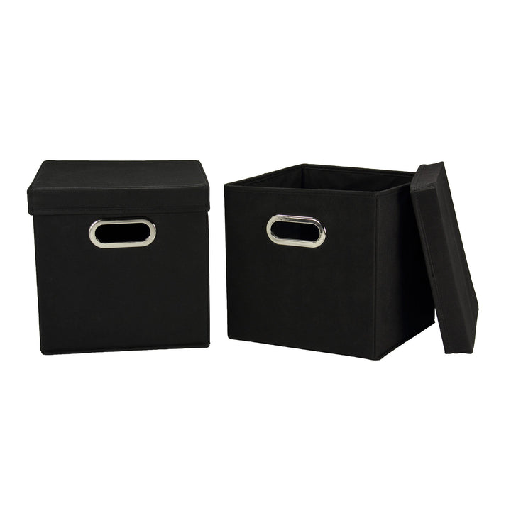 Household Essentials Würfel Set mit Deckel schwarz, 2er Pack Black, Black