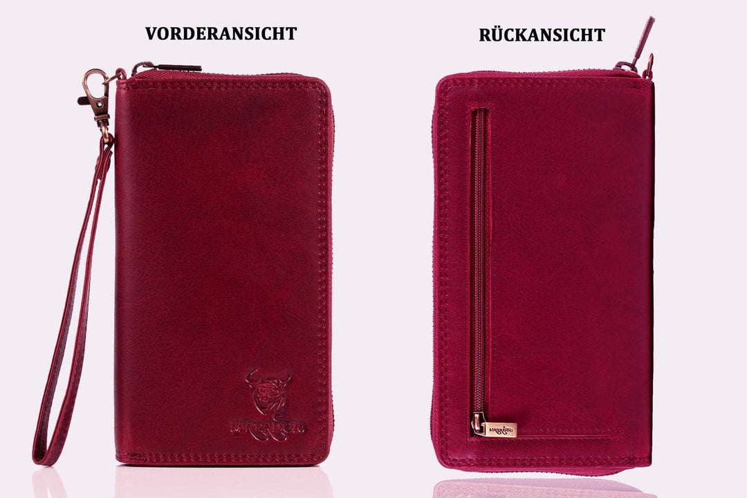MATADOR Echt Leder Portemonnaie Damen Geldbeutel Langbörse Frauen Pink viele kartenfäecher TüV Geprü