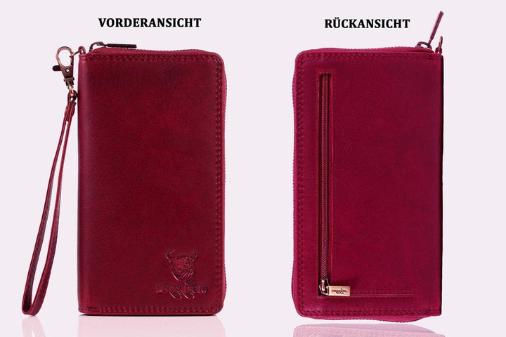 MATADOR Echt Leder Portemonnaie Damen Geldbeutel Langbörse Frauen Pink viele kartenfäecher TüV Geprü