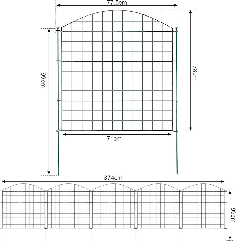 Randaco Teichzaun Gartenzaun 10tlg Set, Gartenzäune Dekorative mit 22 Zaunelemente-10 Zaunelemente u