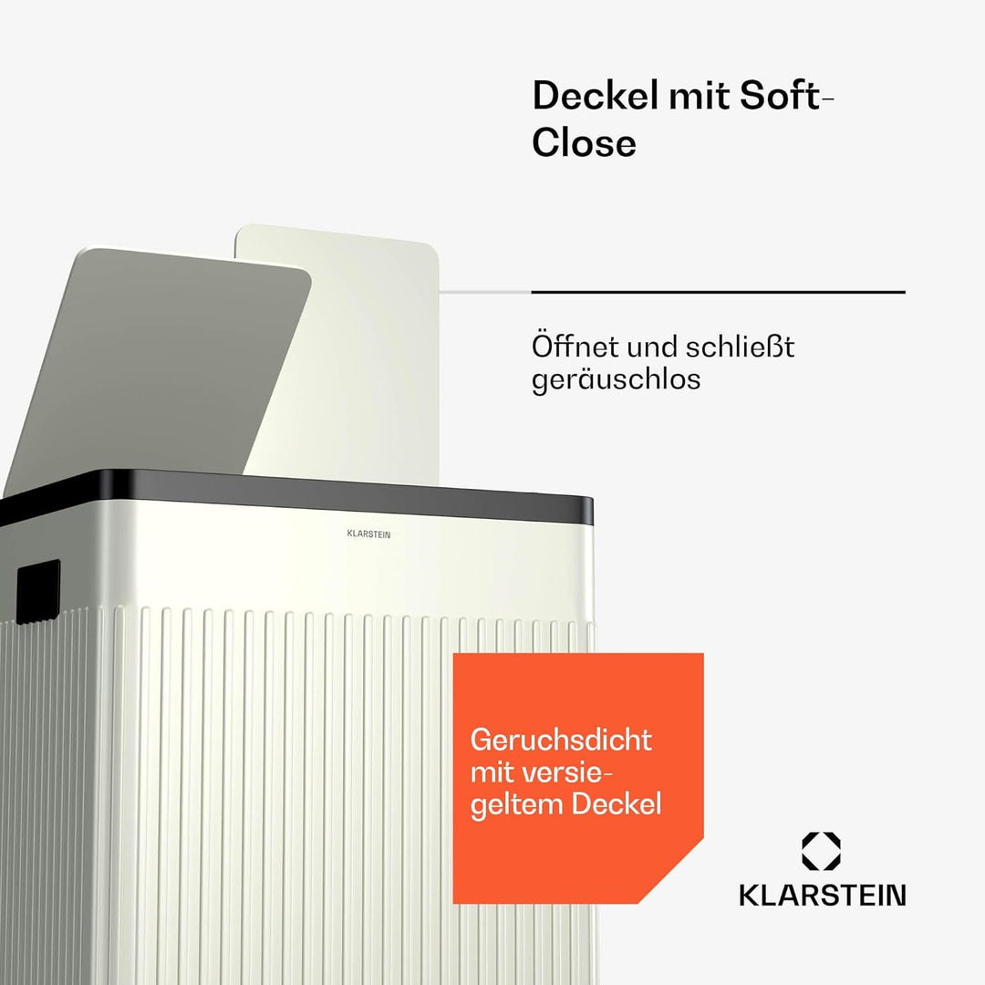 Klarstein Grama 40 Mülleimer 2 Fächer - 40 L Abfalleimer Mit Soft-Close Deckel & Retro-Design, Herau
