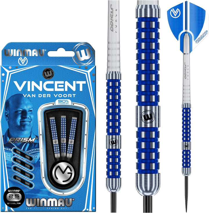 WINMAU Vincent Van Der Voort 25g Profi Wolfram Steeltip Dartpfeile Set mit Flights und Schäfte