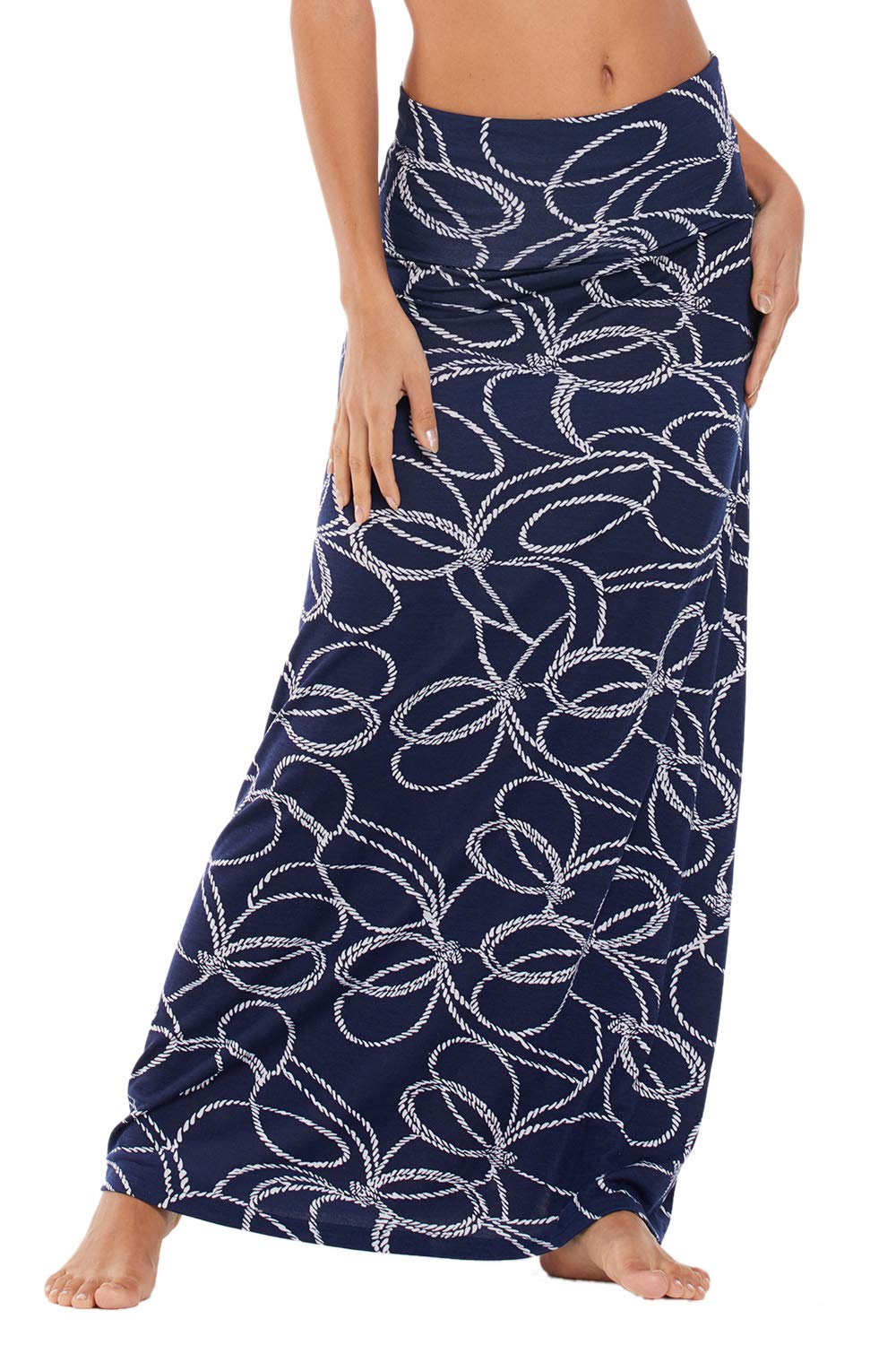 Damen Sommer Hohe Taille Boho Yoga Maxi Rock Elastisch Pull On Lang Röcke L 10, L 10