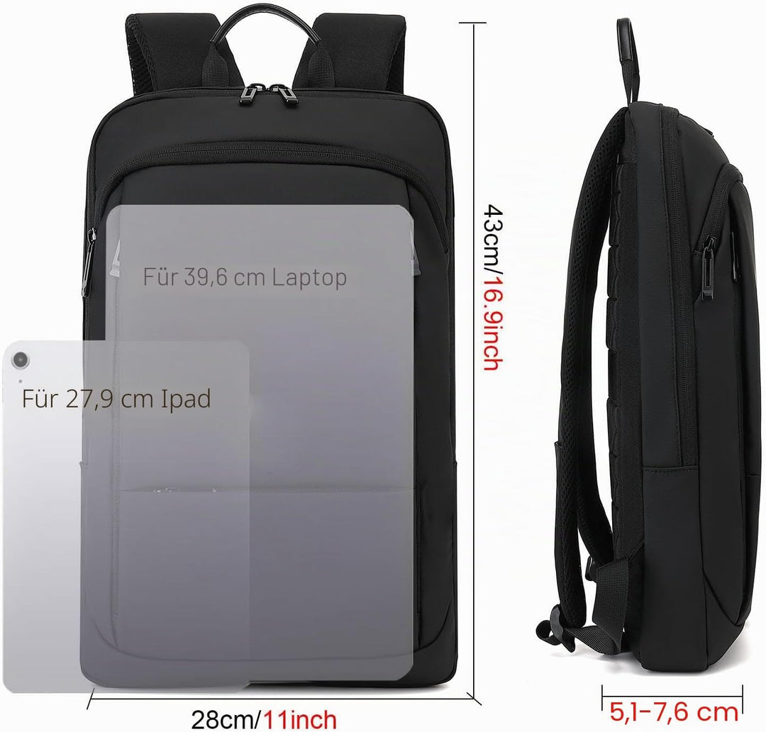 AUGUR Business Slim Rucksack Herren 15,6 Zoll wasserdicht Laptop-Rucksack leichte kleine Rucksäcke f
