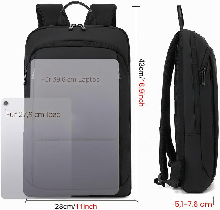 AUGUR Business Slim Rucksack Herren 15,6 Zoll wasserdicht Laptop-Rucksack leichte kleine Rucksäcke f