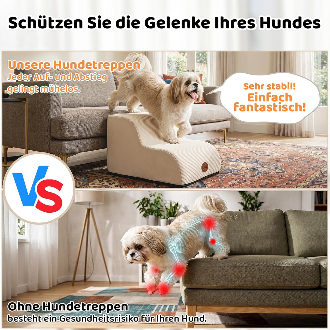 Hundetreppe für Kleine Hunde &amp; Katzen, Haustiertreppe für Sofa,30CM,2Stufen | 33D hochdichter Schaum