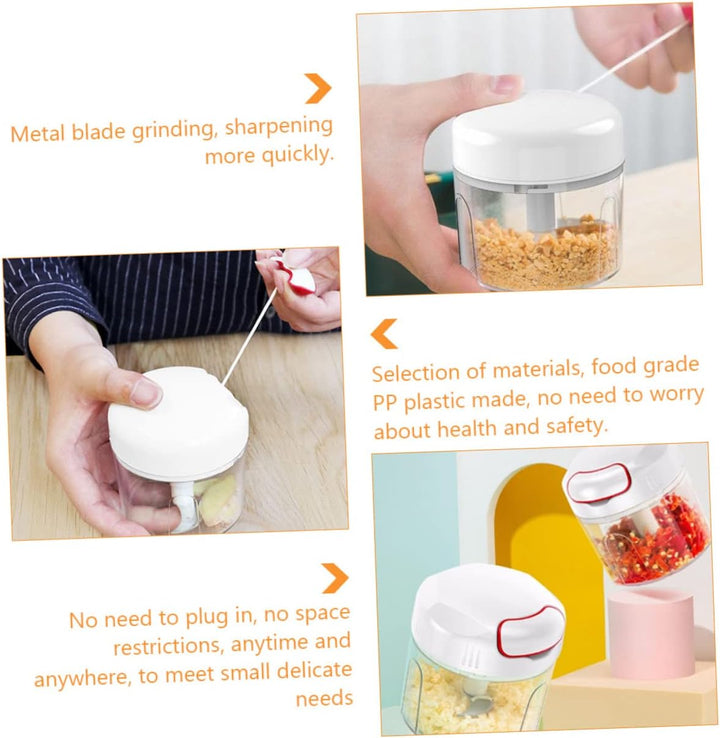 TOPBATHY Manueller Gemüsezerkleinerer mit 300ml Fassungsvermögen aus Pp und Edelstahl Tragbarer Knob