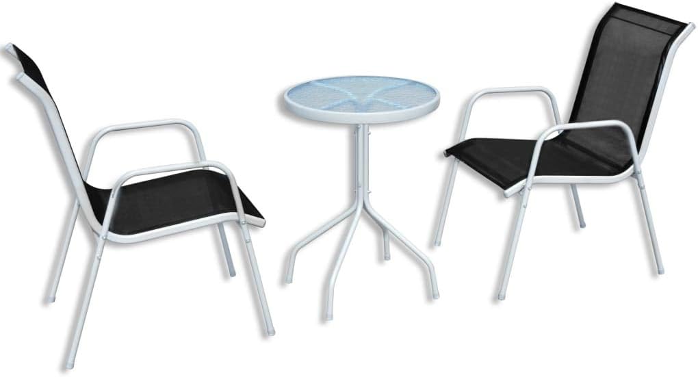 Gecheer Bistro Set 3 teilig, Bistrotisch mit 2 Stühlen, Gartenmöbel Set, Balkonset, Balkonmöbel Set