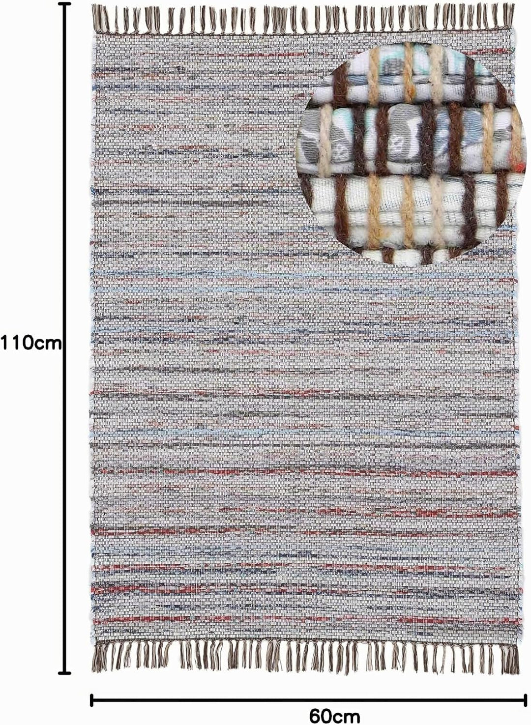 carpetfine Flachgewebeteppich Kelim Chindi Braun 60x110 cm | Moderner Teppich für Wohn- und Schlafzi