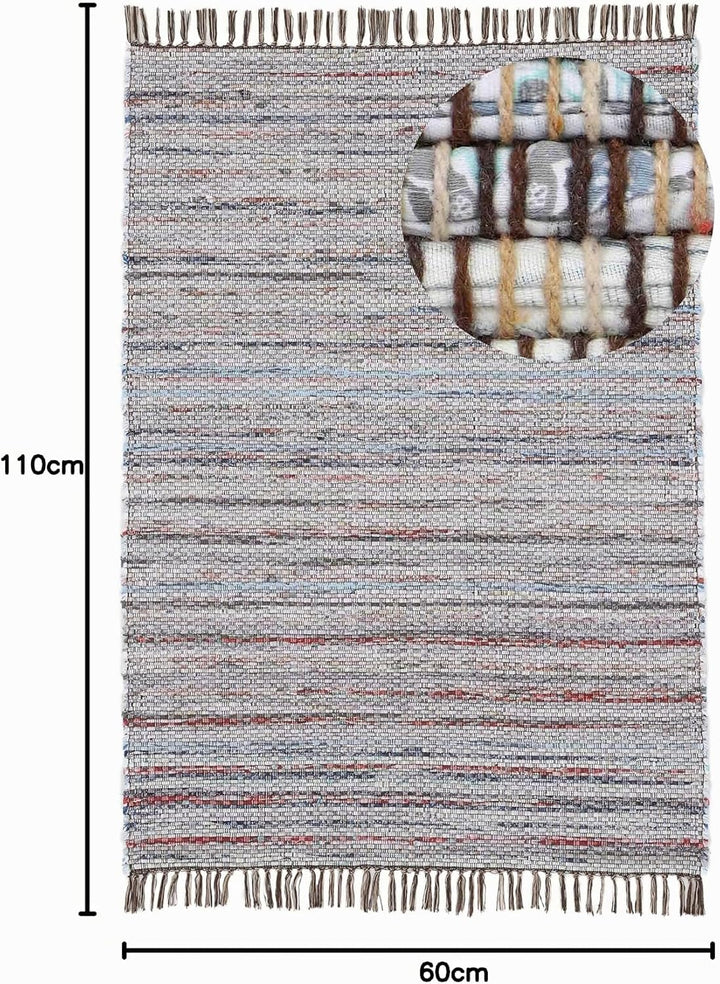 carpetfine Flachgewebeteppich Kelim Chindi Braun 60x110 cm | Moderner Teppich für Wohn- und Schlafzi