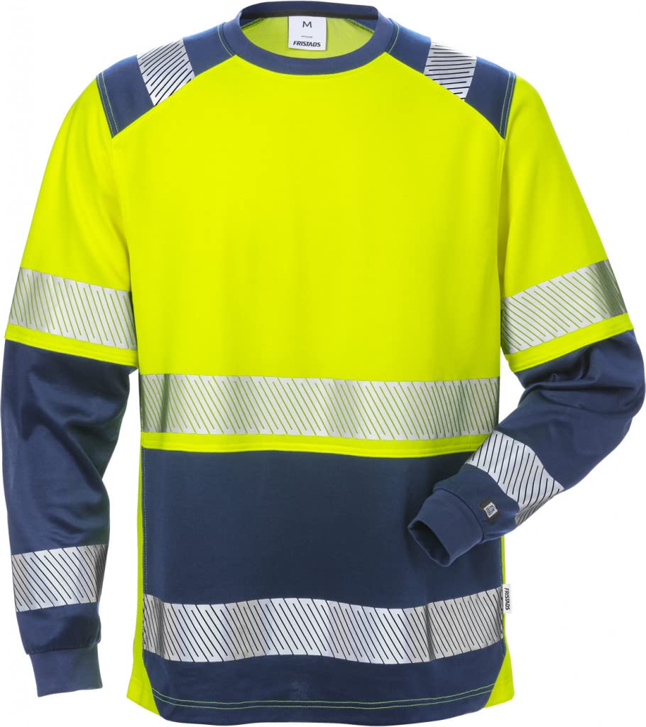 Fristads Warnschutz-T-Shirt mit Langen Ärmeln Klasse 2 7457 Thv M Warnschutzgelb/Marineblau, M Warns
