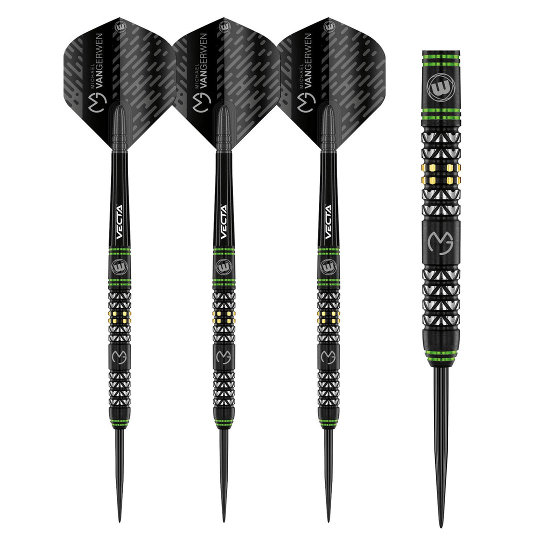 WINMAU Michael Van Gerwen MvG Vantage Tungsten Steeltip Darts Set 24 Gram with Prism Flights and Vec