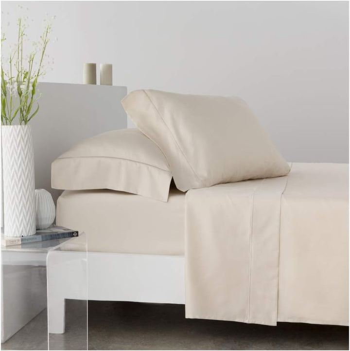 COTTON ARTean Bettwäsche-Set aus ägyptischer Baumwolle, Fadenzahl 300, Beige, 150 x 190/200, 100 % ä