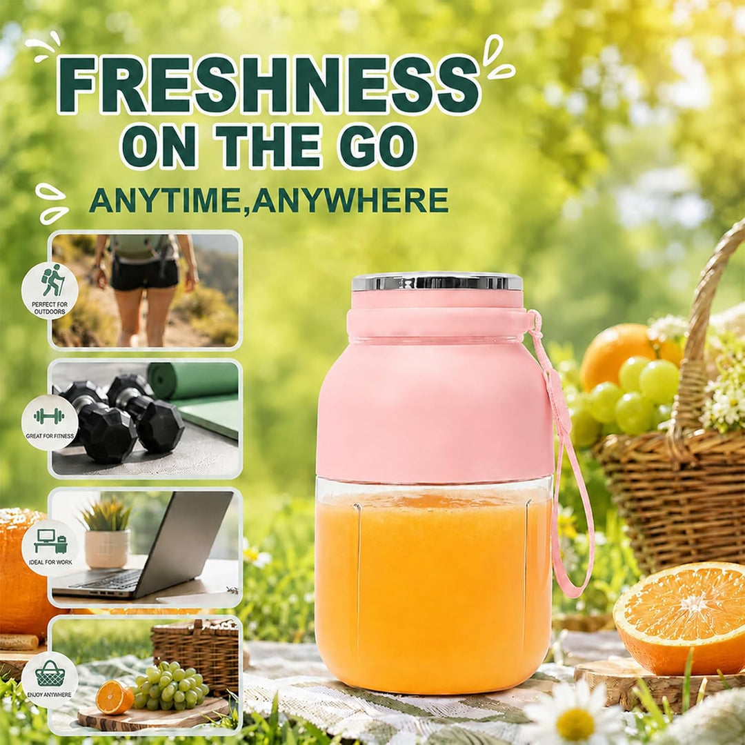 Tragbarer Mixer, 1200 ml Fresh Juice Mixer Flasche, Smoothie Maker to Go, Blender Bottle mit Auslauf