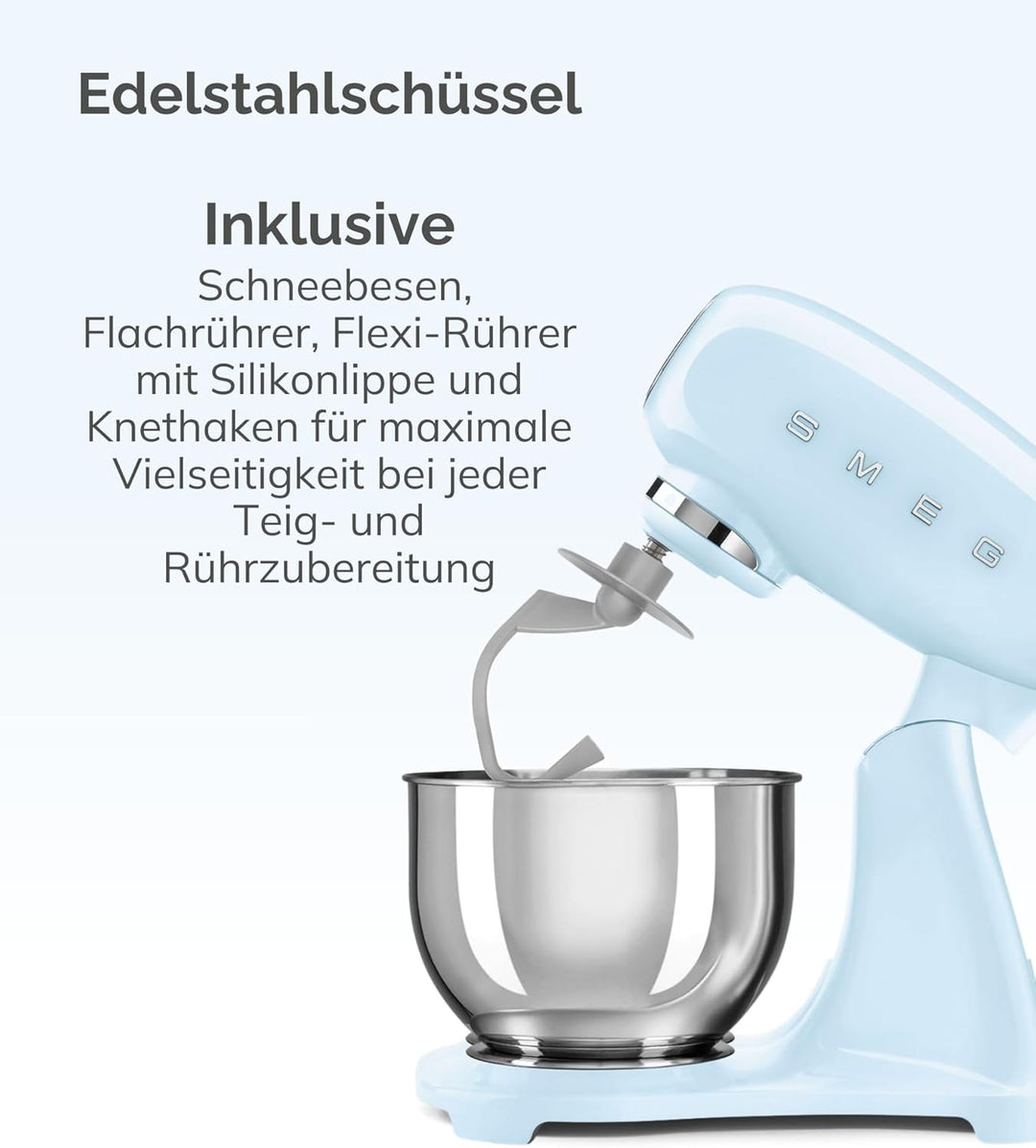 Smeg SMF03RDEU Planetenmischer mit einer Leistung von 800 W SMF03RDEU-Pastellblau, Edelstahl, Pastel
