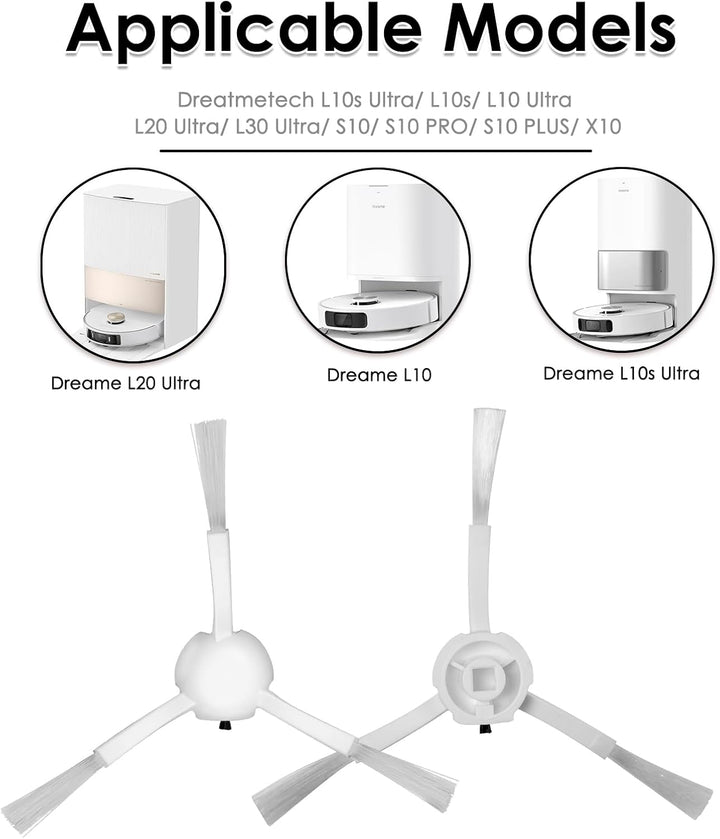 (10 Stück) Seitenbürsten Ersatzteile Kompatibel mit Dreametech L10s Ultra/L10s/L10 Ultra/L20 Ultra/L