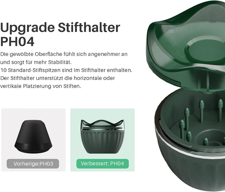 HUION Digitaler Stift PW110 Grün, PenTech 3.0 Batteriefreier, rutschfestem & schweissresistentem Sil