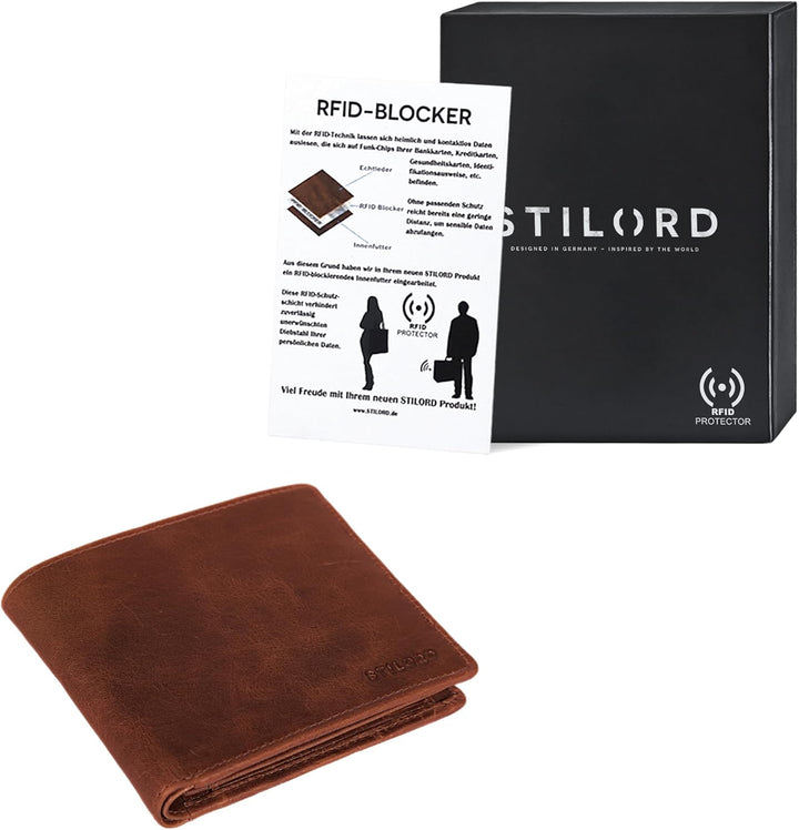 STILORD 'Lewis' Leder Portemonnaie Herren RFID Schutz Geldbörse für Männer viele Karten Fächern Brie