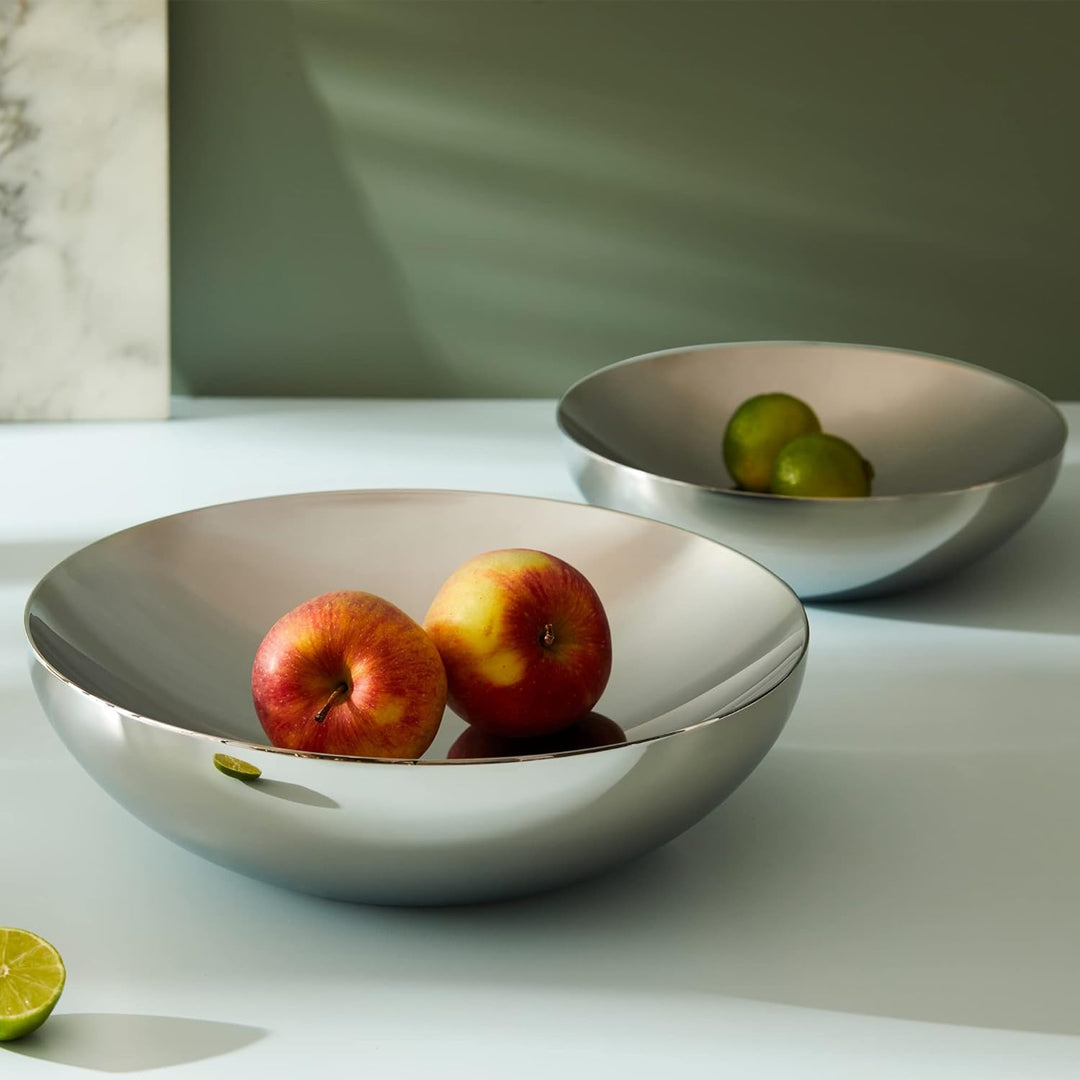 Alessi Double doppelwandige Schale, aus Edelstahl, Silber, 2.8 x 27 x 18 cm, 2.8 x 27 x 18 cm