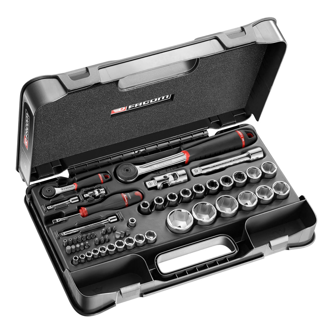 FACOM 56-tlg. 1/4“ &amp; ½“ Steckschlüssel-Satz RS.161-2 (kompletter Koffer inkl. 10 Steckschlüssel 1/4”