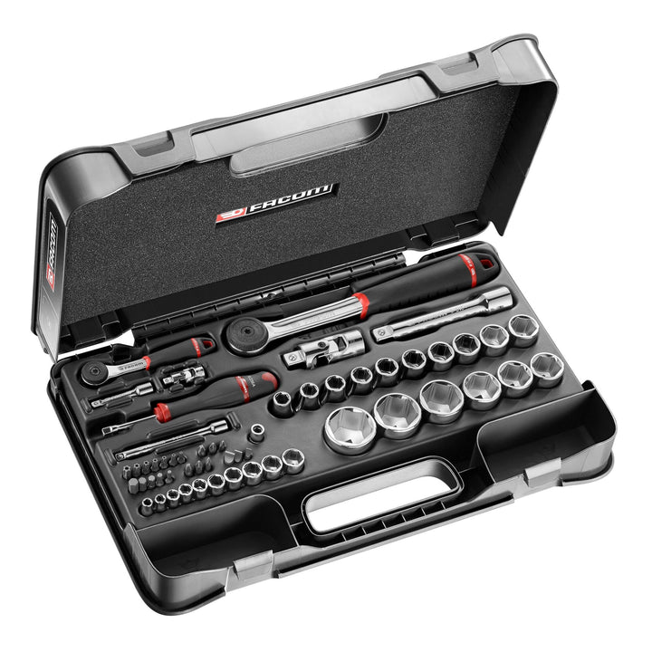 FACOM 56-tlg. 1/4“ &amp; ½“ Steckschlüssel-Satz RS.161-2 (kompletter Koffer inkl. 10 Steckschlüssel 1/4”