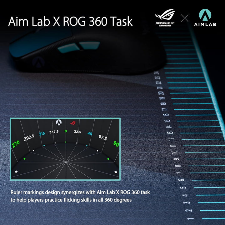ASUS ROG Hone Ace Aim Lab Edition Gaming Mauspad, 508 x 420 x 3 mm, grosse Grösse, weiches Hybrid-Tu