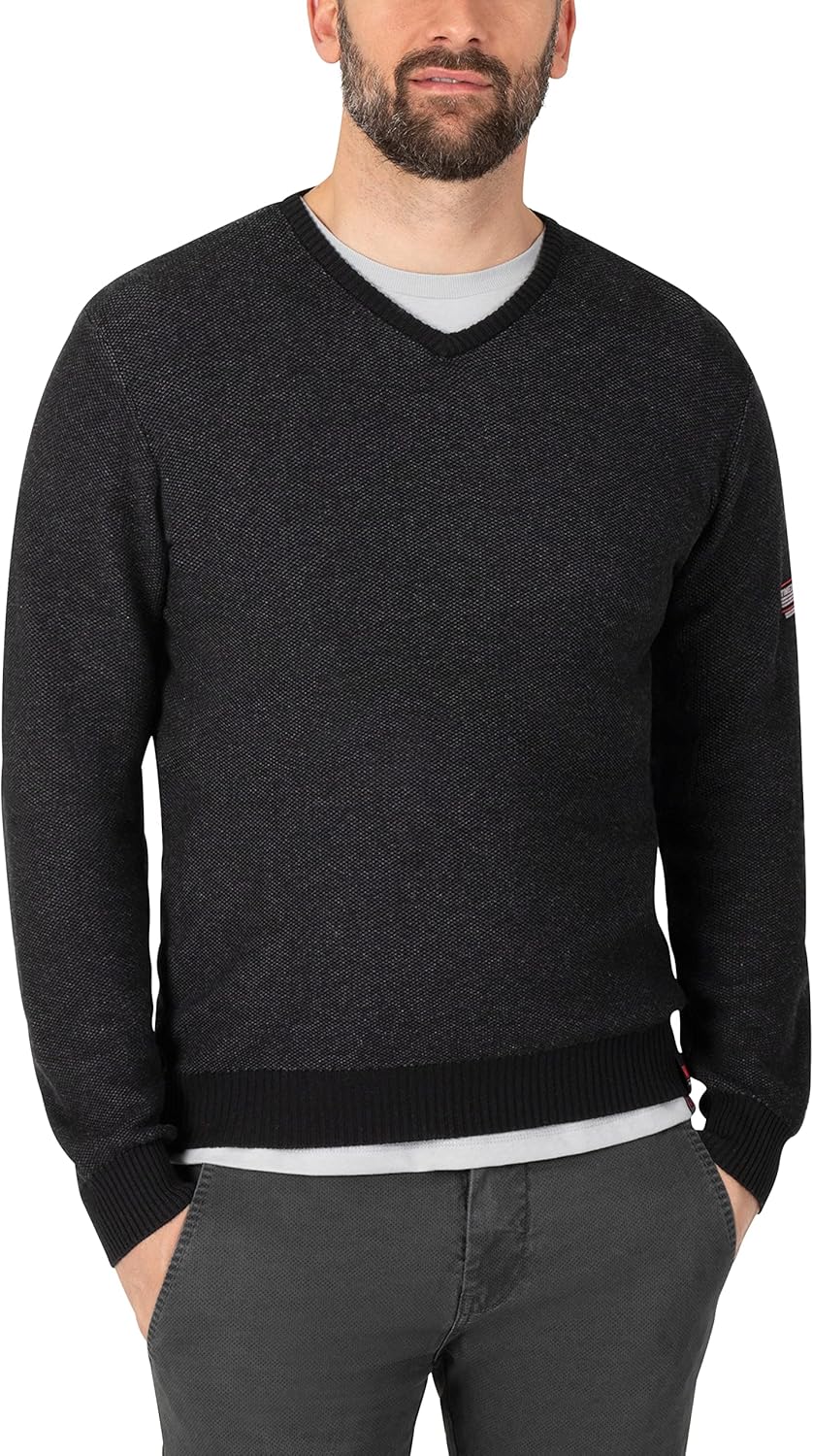 Timezone Herren Soft V Longsleeve Pullover L Caviar Black, L Caviar Black