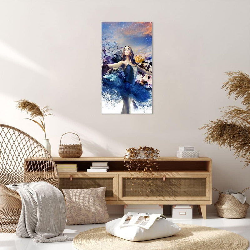 Bilder auf Leinwand 55x100cm Leinwandbild mit Rahmen Ballerina Tänzer Tüll Kleid Gross Wanddeko Bild