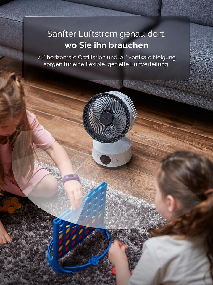 MeacoFan Sefte® 6 Tischventilator, 21 cm, austauschbarer Akku, bis zu 26 Std. Laufzeit, leise ab 22