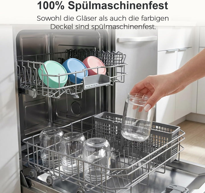 ComSaf Familien Meal Prep Gläser 6er Set 500ml, Grosse Glasdosen mit Deckel Bunt für Büro Frühstück,