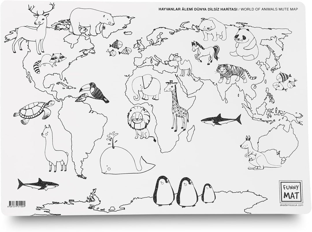 Akademie Kinder Lustig Matt Weltkarte Landkarte Tierwelt
