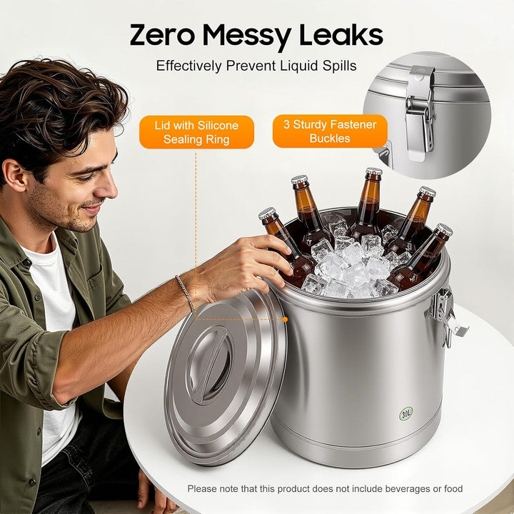 Thermobehälter für Essen 20L aus Edelstahl für Catering | Warmhaltebehälter Gastro, bis zu 12 Std. T