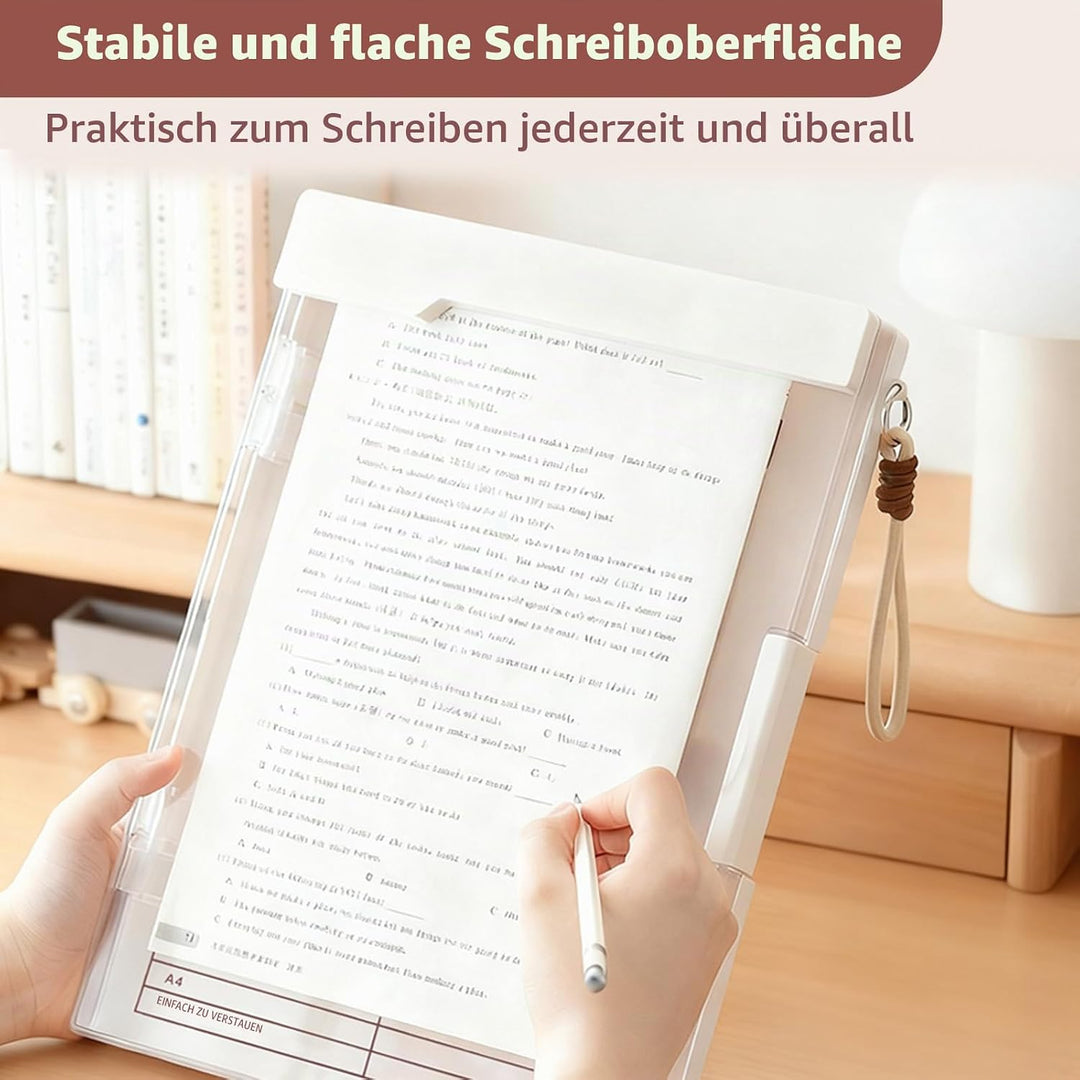 FRETONBA Klemmbrett A4 Mit Aufbewahrung, Grosse Kapazität Klemmbrett A4, Verdickte Abs Wasser- Und S